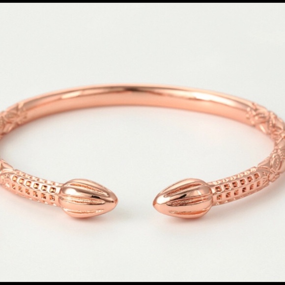 Rose Gold Caribbean Bangle Bracelet Cuff 60mm 7-8.5” Arrow Spear Cocoa Pyramid - Picture 3 of 4